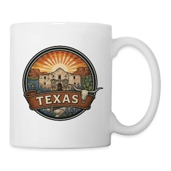 Texas Alamo Lone Star Vintage-Reiseabzeichen - Tasse - Weiß - Rechts