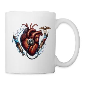 Herzfrequenz Kunst: Stethoskop Nadeln - Tasse - Weiß - Rechts