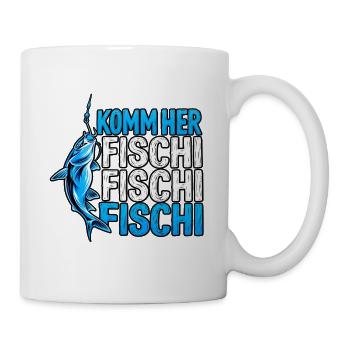 Komm Herr Fischi Angler - Tasse - Weiß - Rechts