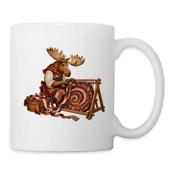 Elch webt einen geflochtenen Flickenteppich - Tasse - Weiß - Rechts