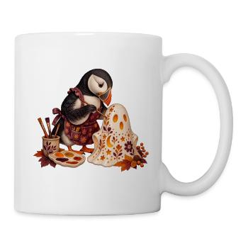 Papageitaucher verziert eine Geisterlaterne - Tasse - Weiß - Rechts
