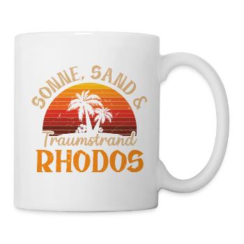 Sonne Sand und Traumstrand – Rhodos - Tasse - Weiß - Rechts
