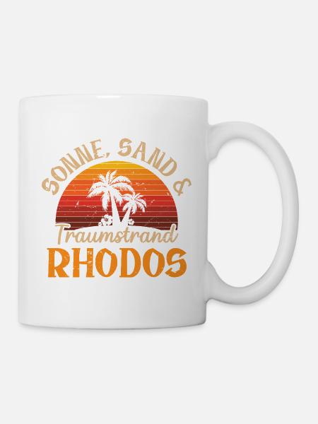 Sonne Sand und Traumstrand – Rhodos - Tasse - Weiß