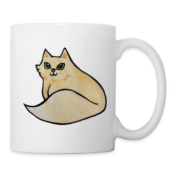 Aquarell-Katzen-Curling-Illustration - Tasse - Weiß - Rechts