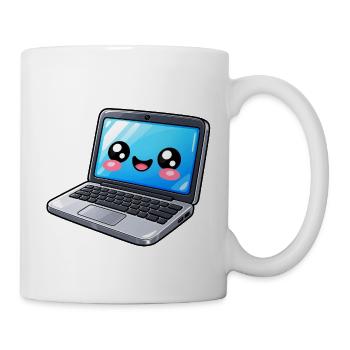 Kawaii Laptop mit fröhlichem Gesicht - Tasse - Weiß - Rechts