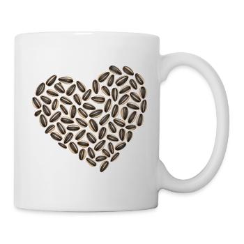 Herz aus Sonnenblumenkernen  - Tasse - Weiß - Rechts