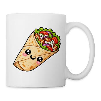 Kawaii Burrito Wrap Cartoon - Tasse - Weiß - Rechts