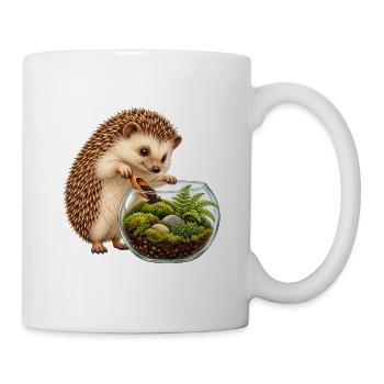 Igel baut ein Moos-Terrarium - Tasse - Weiß - Rechts