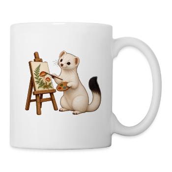 Hermelin malt ein kleines Pilzbild - Tasse - Weiß - Rechts