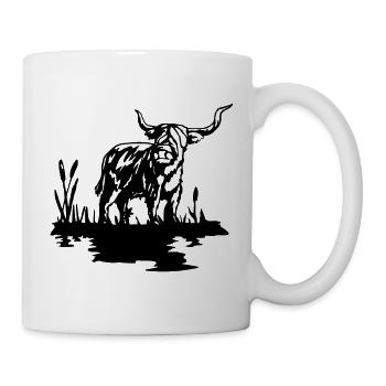 Schwarzes schottisches Highlander-Design - Tasse - Weiß - Rechts