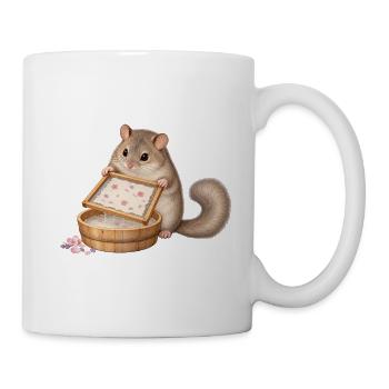 Siebenschläfer schöpft Blütenpapier - Tasse - Weiß - Rechts