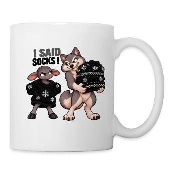 Schwarzes Schaf – Strickhumor – Socken - Tasse - Weiß - Rechts