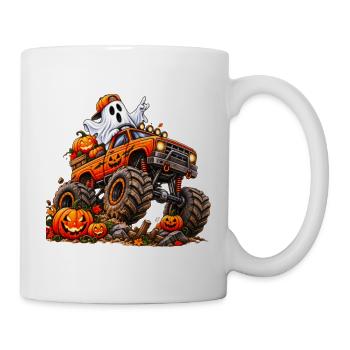 Halloween Monstertruck mit Geist - Tasse - Weiß - Rechts