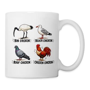 Funny Bin Huhn Australischer Ibis Vogelliebhaber Kunst - Tasse - Weiß - Rechts