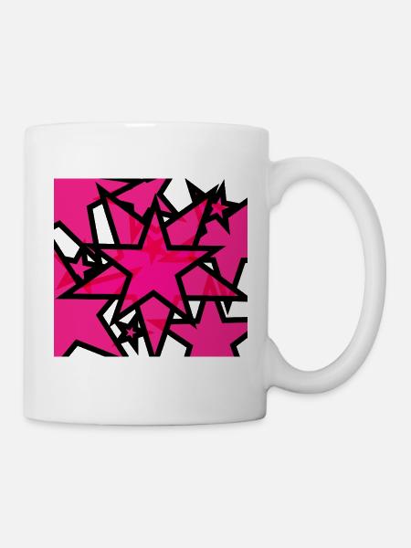 Kaleidoskopische Sternenexplosion Pink - Tasse - Weiß