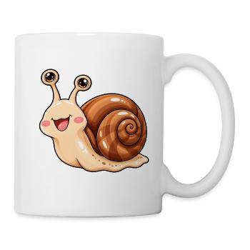Schnecke Kawaii Style – Süßes Schneckenmotiv - Tasse - Weiß - Rechts