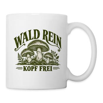 Wald rein – Kopf frei | Pilz & Natur Spruch - Tasse - Weiß - Rechts