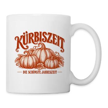 Kürbiszeit – Die schönste Jahreszeit Herbst Design - Tasse - Weiß - Rechts
