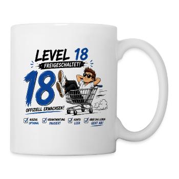 Level 18 Freigeschaltet 18 Geburtstag Volljährig - Tasse - Weiß - Rechts