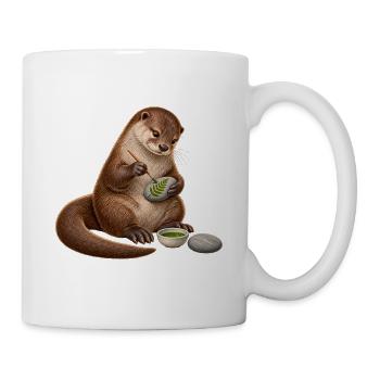 Otter bemalt einen Flusskiesel - Tasse - Weiß - Rechts