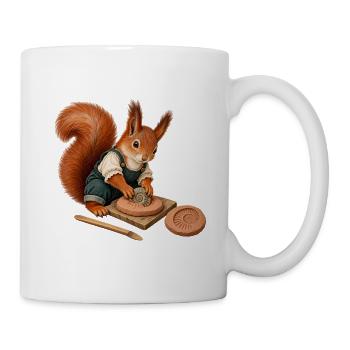 Eichhörnchen mit Fossilabdruck - Tasse - Weiß - Rechts