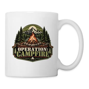 Operation: Campfire – Retro-Lagerfeuermotiv - Tasse - Weiß - Rechts