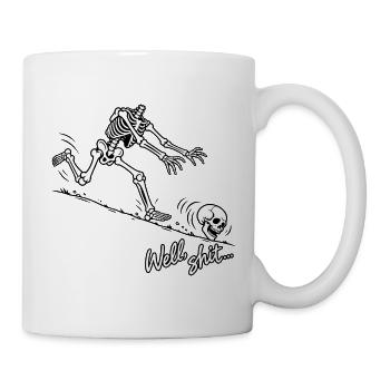 Na tja, Kopfloses Skelettrollendes Schädel-Meme - Tasse - Weiß - Rechts