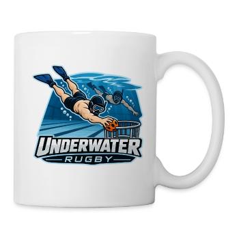 Unterwasser Rugby Cartoonlogo - Tasse - Weiß - Rechts