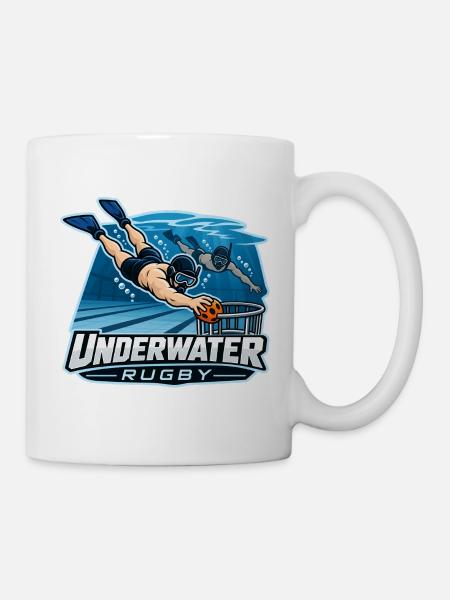 Unterwasser Rugby Cartoonlogo - Tasse - Weiß