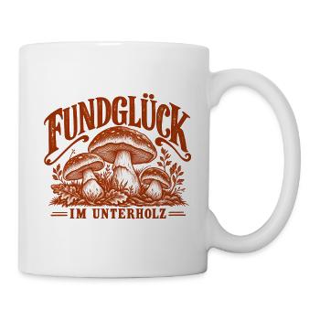 Fundglück im Unterholz Pilze sammeln Herbst Design - Tasse - Weiß - Rechts