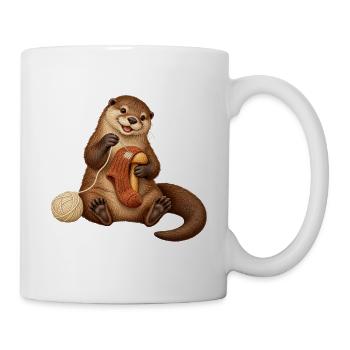 Otter stopft einen Wollsocken - Tasse - Weiß - Rechts