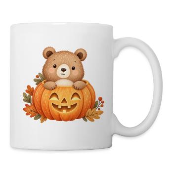 Niedlicher Bär im Halloween-Kürbis - Tasse - Weiß - Rechts