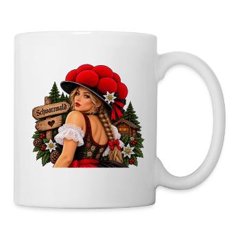  Schwarzwald Tracht Frau Mit Bollenhut Und - Tasse - Weiß - Rechts