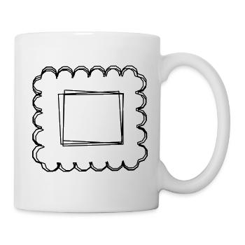 Briefmarke handgezeichnet - Tasse - Weiß - Rechts