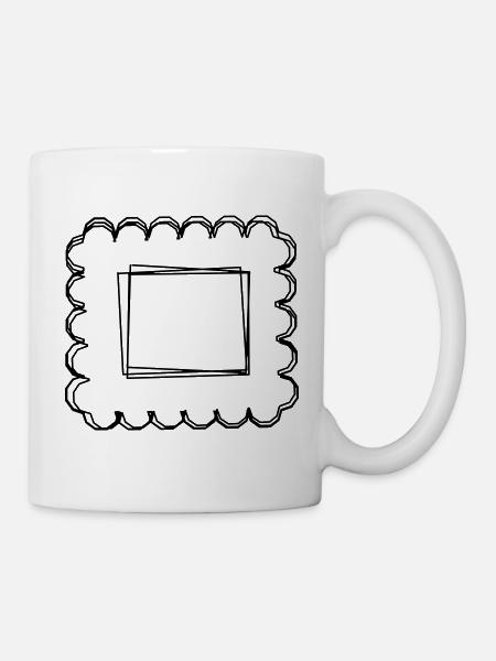 Briefmarke handgezeichnet - Tasse - Weiß