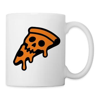 Pizza Totenkopf Halloween Grafik - Tasse - Weiß - Rechts