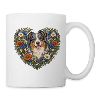 Pfotenherz mit Blütenkranz - Tasse - Weiß - Rechts