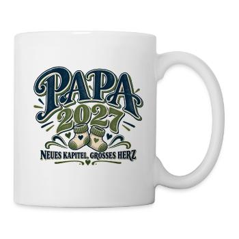 Papa 2027 Neues Kapitel, großes Herz | Werdender  - Tasse - Weiß - Rechts