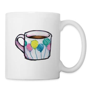Ballon-Blumenstrauß-Tassen-Sketch - Tasse - Weiß - Rechts