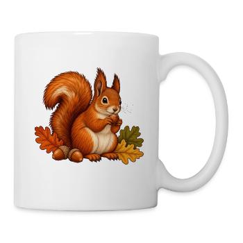 Eichhörnchen mit Haselnuss - Tasse - Weiß - Rechts