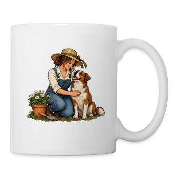 Gartenpause mit Hund - Tasse - Weiß - Rechts