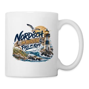 Nordisch im Herzen, frei im Kopf - Tasse - Weiß - Rechts