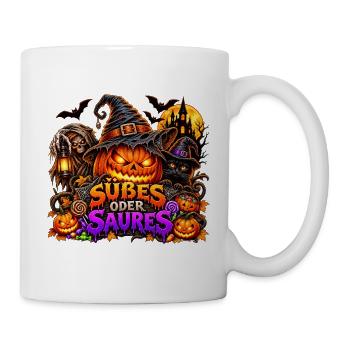 Süßes oder Saures Halloween Kürbis - Tasse - Weiß - Rechts