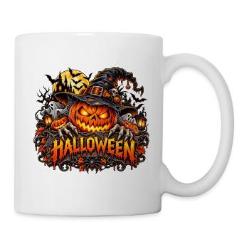 Halloween Kürbis Hexenhut - Tasse - Weiß - Rechts