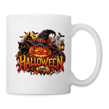 Halloween Kürbiszauber mit Hexenkatze - Tasse - Weiß - Rechts