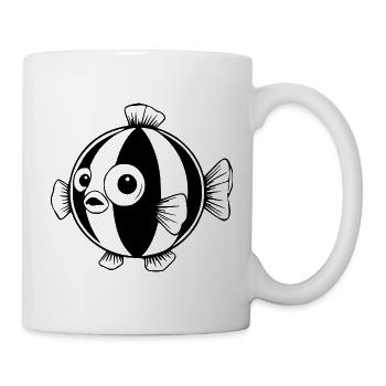 Lustiger Comic Kugelfisch Geschenk  - Tasse - Weiß - Rechts