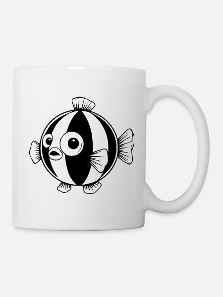Lustiger Comic Kugelfisch Geschenk - Tasse - Weiß