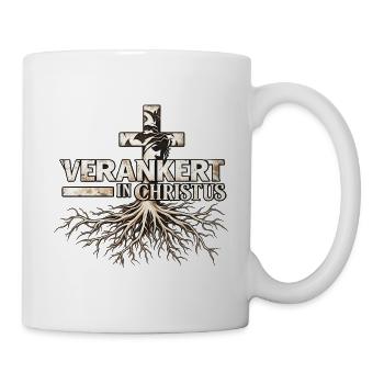 Verankert in Christus Christliches Motiv mit Kreuz - Tasse - Weiß - Rechts