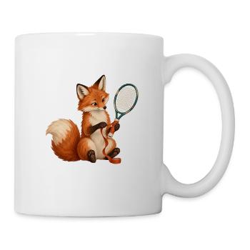 Fuchs wickelt ein Tennisgriffband - Tasse - Weiß - Rechts