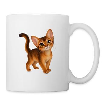 Abessinierkatze Kawaii Style – Süße Katze - Tasse - Weiß - Rechts